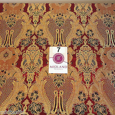 Indian Banarsi Gold Metallic Ornamental floral brocade fabric M373 Mtex 40' wide - Midland Textiles & Fabric