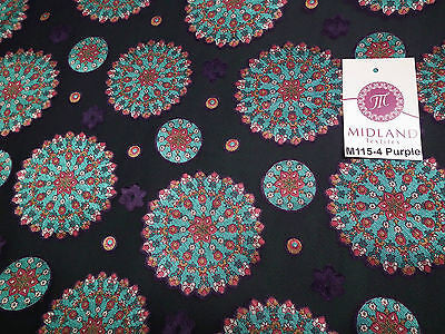 Burnout Satin Chiffon Mandalas Printed Dress Fabric 58