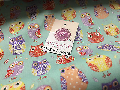 Retro Novelty Quirky Owl Printed 100% cotton Poplin Fabric 44' Wide  M529 Mtex - Midland Textiles & Fabric
