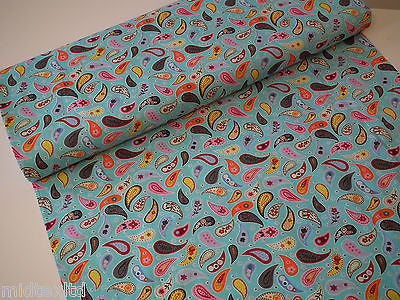 Paisley Print 100% Cotton Poplin Fabric, 45" Craft Cotton Wide M25 Mtex - Midland Textiles & Fabric