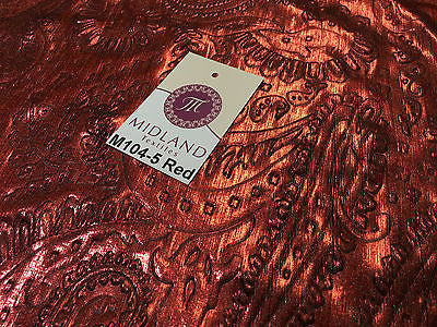 Lame Corduroy Paisley Embossed Foil 1 way stretch Fabric 58