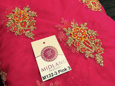 Indian Stone Embellished Embroidered Tulle net dress fabric 44' Wide M132 - Midland Textiles & Fabric