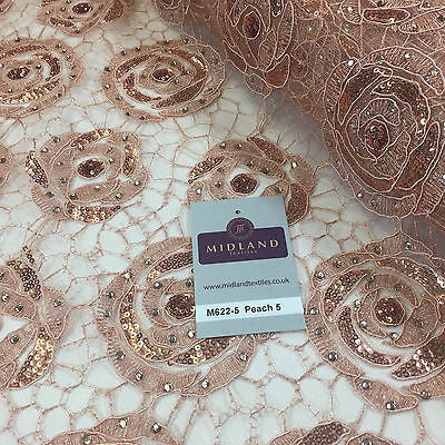 Vintage embellished Mesh net Double scalloped edging Dress Fabric 58' Wide M622 - Midland Textiles & Fabric