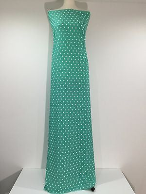 Aqua green polka dot peachskin crepe dress fabric 58