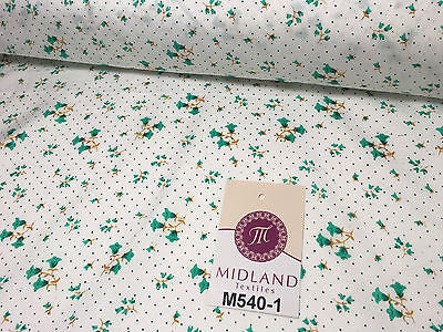 Floral vintage small dot print on white Polycotton fabric 45' Wide M540 Mtex - Midland Textiles & Fabric