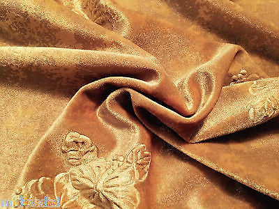 Floral embossed Velvet with gold print  58" M16-8 & 9 Mtex - Midland Textiles & Fabric