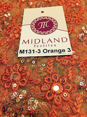 Indian Floral Intricate sequin embroidered Tulle net dress fabric 40' Wide M131 - Midland Textiles & Fabric