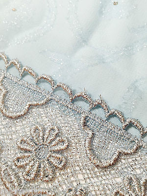 Vintage floral Uragiri scalloped edging dress fabric with clear stones M188 Mtex - Midland Textiles & Fabric