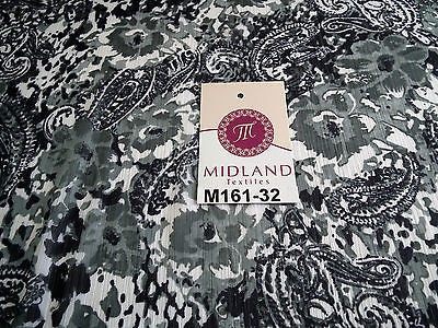 Cloud Grey Paisley printed chiffon fabric 44" wide M161-32 Mtex - Midland Textiles & Fabric