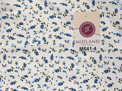 Small Floral Print on white soft polycotton dress Fabric 45' Wide M541 Mtex - Midland Textiles & Fabric