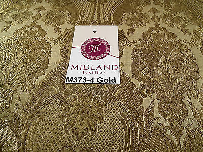 Indian Banarsi Gold Metallic Ornamental floral brocade fabric M373 Mtex 40' wide - Midland Textiles & Fabric