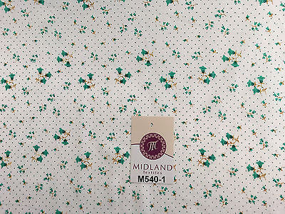 Floral vintage small dot print on white Polycotton fabric 45' Wide M540 Mtex - Midland Textiles & Fabric