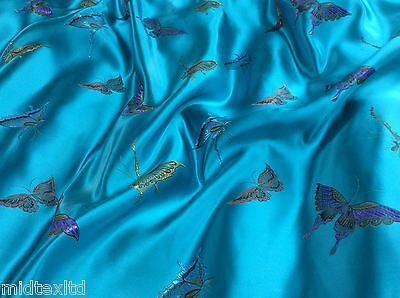 CHINESE ORIENTAL BUTTERFLY BROCADE SILKY SATIN DRESS FABRIC 44' wide Mtex M57 - Midland Textiles & Fabric
