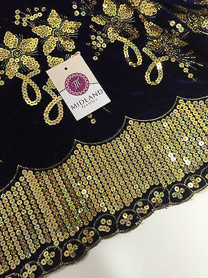 Gold Sequin Embellished Scalloped edge Micro Velvet 40