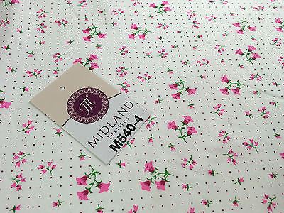 Floral vintage small dot print on white Polycotton fabric 45' Wide M540 Mtex - Midland Textiles & Fabric