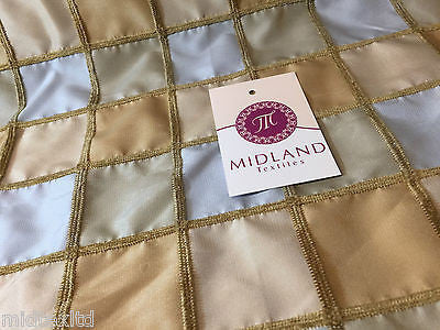 Blue and gold Patchwork taffeta with gold corded thread ideal for cushions M85 - Midland Textiles & Fabric