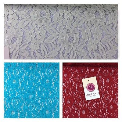 Floral Soft Lace Semi Transparent 4 way stretch Fabric 55" wide M186-14 Mtex - Midland Textiles & Fabric