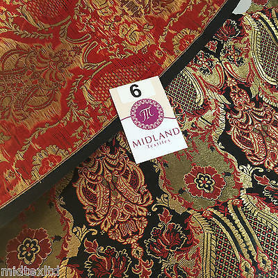 Indian Banarsi Gold Metallic Ornamental floral brocade fabric M373 Mtex 40' wide - Midland Textiles & Fabric