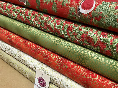 Red Merry Christmas themed 100% Cotton Patchwork & Crafting Fabric 45