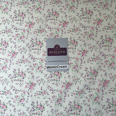 Floral Vintage shabby chic rose 100% Cotton Poplin Craft Fabric 58' M684 - Midland Textiles & Fabric