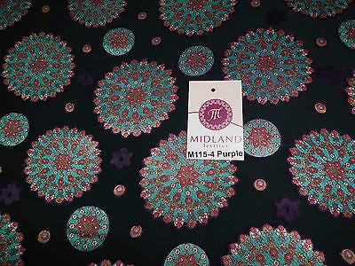 Burnout Satin Chiffon Mandalas Printed Dress Fabric 58