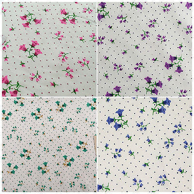 Floral vintage small dot print on white Polycotton fabric 45' Wide M540 Mtex - Midland Textiles & Fabric