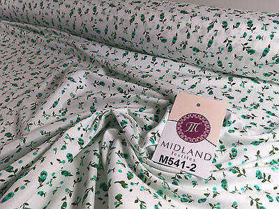 Small Floral Print on white soft polycotton dress Fabric 45' Wide M541 Mtex - Midland Textiles & Fabric