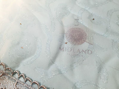 Vintage floral Uragiri scalloped edging dress fabric with clear stones M188 Mtex - Midland Textiles & Fabric