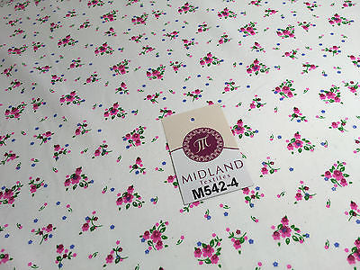 Ditsy Floral Printed on white Super Soft Polycotton Fabric 45