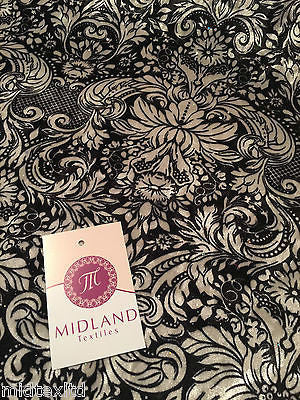 Ornamental Print two way Stretch Glitter Velor Velvet 58' M16-10 and M16-11 Mtex - Midland Textiles & Fabric