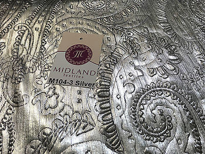Lame Corduroy Paisley Embossed Foil 1 way stretch Fabric 58' wide M104 Mtex - Midland Textiles & Fabric