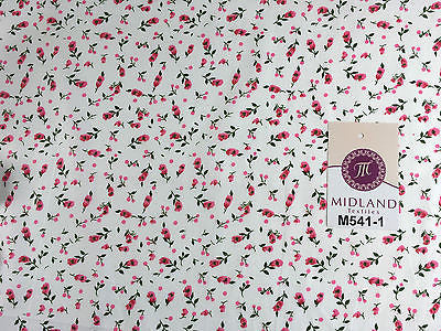 Small Floral Print on white soft polycotton dress Fabric 45' Wide M541 Mtex - Midland Textiles & Fabric