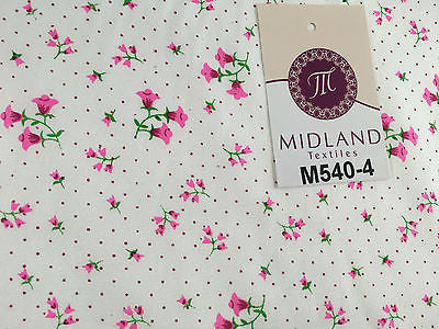 Floral vintage small dot print on white Polycotton fabric 45' Wide M540 Mtex - Midland Textiles & Fabric
