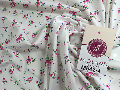 Ditsy Floral Printed on white Super Soft Polycotton Fabric 45' Wide M542 Mtex - Midland Textiles & Fabric