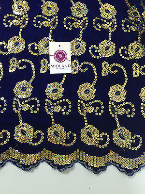 Gold Sequin Embellished Scalloped edge Micro Velvet 40