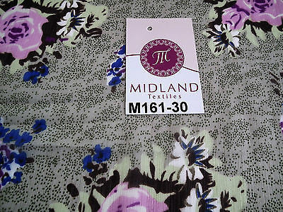 Soft olive floral pink rose printed chiffon fabric 44