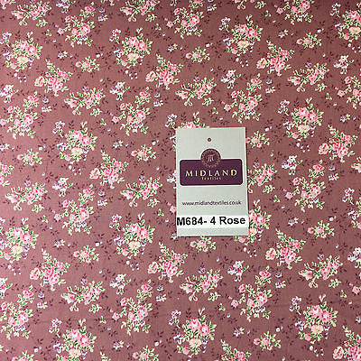Floral Vintage shabby chic rose 100% Cotton Poplin Craft Fabric 58' M684 - Midland Textiles & Fabric