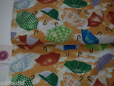 Umbrella Print 100% Cotton Poplin Fabric, 45