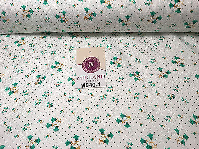Floral vintage small dot print on white Polycotton fabric 45' Wide M540 Mtex - Midland Textiles & Fabric