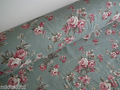 Vintage Rose Floral Print Shabby Chic, 100% Crafting Cotton 45 " Wide - M28 Mtex - Midland Textiles & Fabric