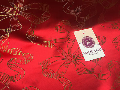 Red and gold Ribbon and Bow jacquard Chinese brocade Fabric 45" Wide M381 Mtex - Midland Textiles & Fabric