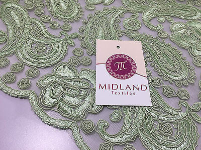 Light Green Corded Floral Paisley Double Scalloped Edging 50' Wide M236 Mtex - Midland Textiles & Fabric