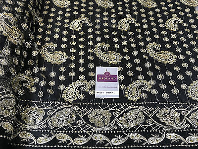 Metallic Embroided and Stone work lace mesh Dress Net Fabric 46" Wide M625 - Midland Textiles & Fabric