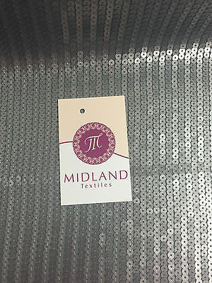 Steel Grey Sew On vertical sequins Dress Fabric 58' Inches Wide M82 Mtex - Midland Textiles & Fabric