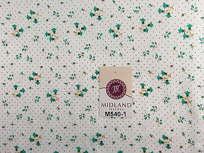 Floral vintage small dot print on white Polycotton fabric 45" Wide M540 Mtex - Midland Textiles & Fabric