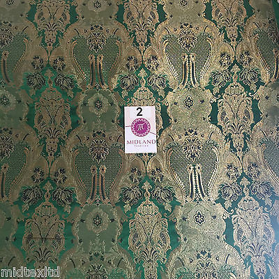 Indian Banarsi Gold Metallic Ornamental floral brocade fabric M373 Mtex 40' wide - Midland Textiles & Fabric