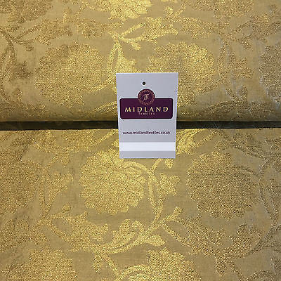 Indian Floral gold metallic banarsi faux silk Brocade fabric 44' M710 Mtex - Midland Textiles & Fabric
