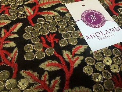 Micro Velvet Antique Gold Sequins With Anchor Gold Embroidery 36" M46 Mtex - Midland Textiles & Fabric