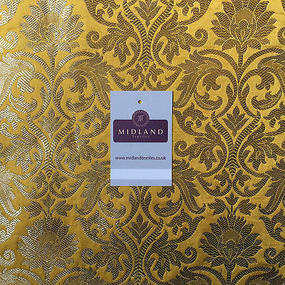 Indian Floral gold metallic banarsi brocade faux silk fabric 44' Wide M692 - Midland Textiles & Fabric