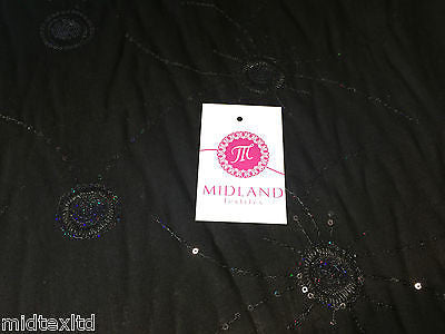 Black Viscose shiny sequin and thread design dress fabric M80-3 Mtex - Midland Textiles & Fabric